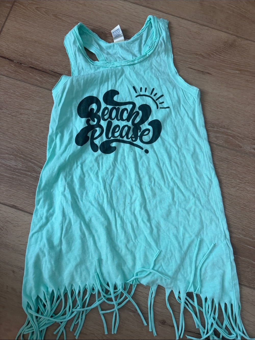 Kavio Mint Green 'Beach Please' Fringe Tank
